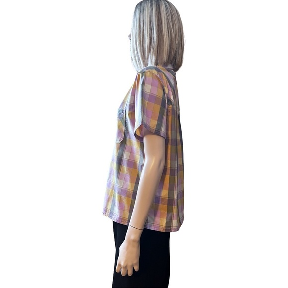 L. L. Bean Madras Plaid Shirt Blouse Everyday SunSmart UPF 50+ Branded Pocket - Picture 5 of 13